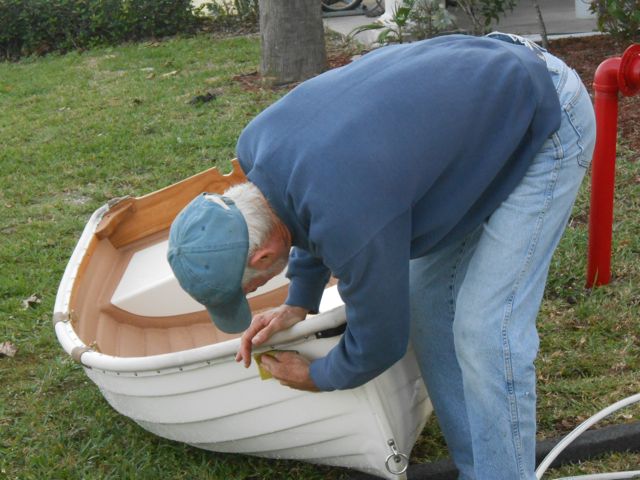 Dave with new Fatty Knees Dinghy