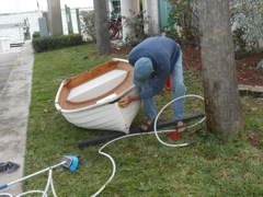 Dave with new Fatty Knees Dinghy
